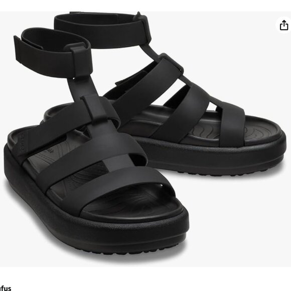 NWT Crocs Women's Brooklyn Luxe Gladiator Platform Sandals Black W7 - Picture 1 of 7